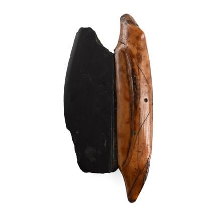 Mango de cuchillo de hueso fosilizado tallado «Pun