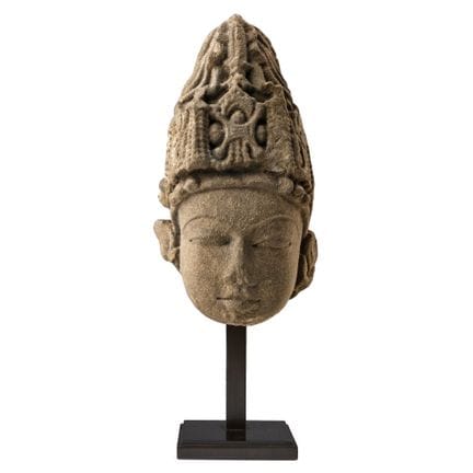 Tête de Vishnu en grès d'Asie du Sud-Est. Inde, ve
