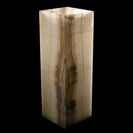 Large Ivory Onyx Lamp.  Comprising a tall, rectang