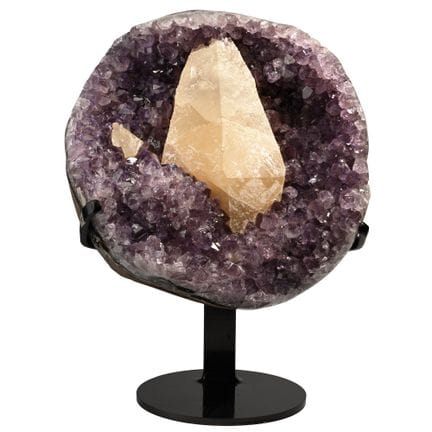 Amethyst Crystal Display with Calcite.  Rounded se