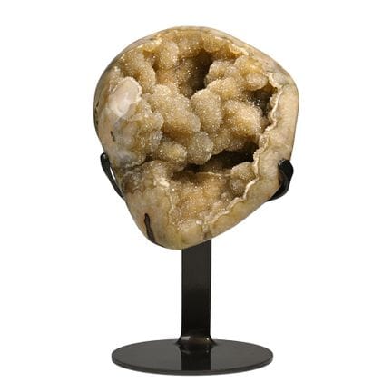 Agate Geode Display with Quartz Crystals.  A round