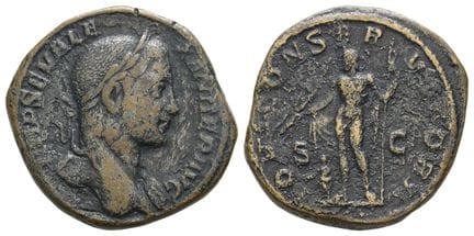 Severo Alessandro, sesterzio in bronzo. . Severo A