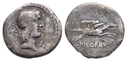 L. Calpurnius Piso Frugi AR Denarius. . L. Calpurn