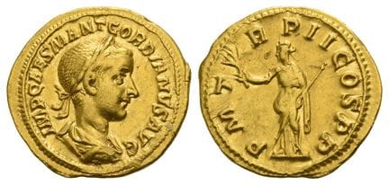 Aureo AV di Gordiano III. Molto raro. Aureo AV di 
