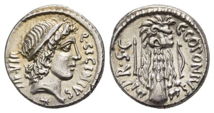 Q. Sicinius and C. Coponius AR Denarius. . Q. Sici