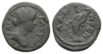 Faustina II AE 20mm of Hadrianeia, Mysia. . Fausti