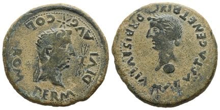 Divus Augustus with Julia Augusta (Livia) AE Dupon