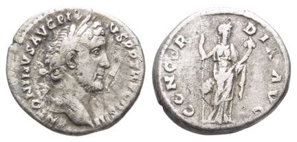 Antoninus Pius AR Denarius. Rare . Antoninus Pius 