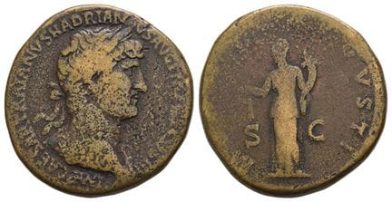 Hadrian AE Sestertius. . Hadrian AE Sestertius. AD
