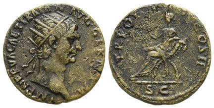 Trajan AE Dupondius. . Trajan AE Dupondius. AD 98-