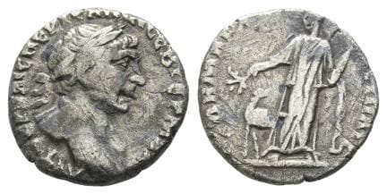 Trajan AR Drachm of Bostra, Arabia. . Trajan AR Dr
