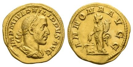 Filippo I, aureo in argento. . Filippo I, aureo in