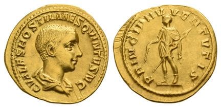 Ostiliano, in qualità di Cesare, aureo d’argento. 