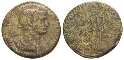 Trajan AE Sestertius. . Trajan AE Sestertius. AD 9