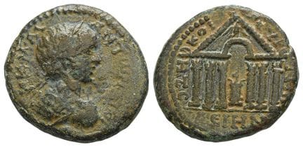 Caracalla AE 27mm of Dium, Decapolis. . Caracalla 