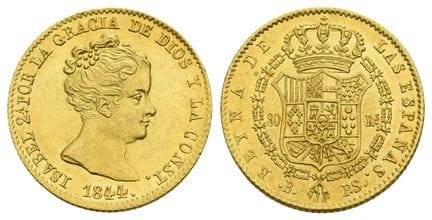 Espagne. Isabelle II, 80 réaux en argent. . Espagn
