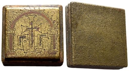 Pièce byzantine carrée en bronze (AE) de poids com
