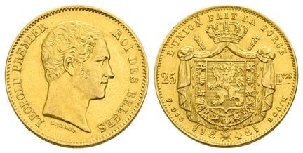 Belgique. Léopold Ier, 25 francs en argent. . Belg