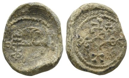 Sceau byzantin à motif iconographique PB. . Sceau 