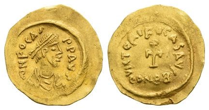 Tremissis de Phocas AV. . Tremissis de Phocas AV. 