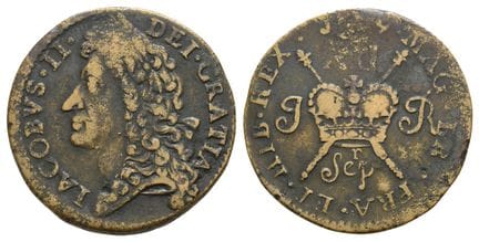 Irlande. Shilling en bronze de Jacques II. Série «