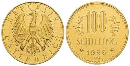 Autriche. Première République, pièce de 100 schill