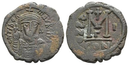 Maurice Tibère, 40 nummi ou follis en bronze. . Ma