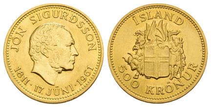 Islande. République AV 500 couronnes. . Islande. R