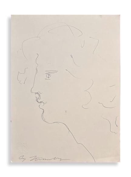 TWOMBLY, CY (1928–2011) FACE (MALE PORTRAIT). Ink 