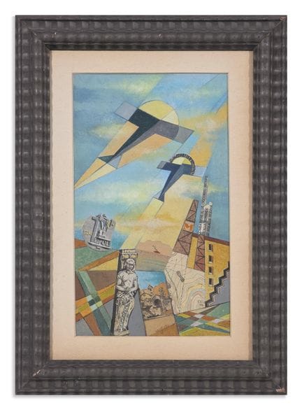 SCOTTO UGO AEROPITTURA. Mischtechnik auf Holz. 37,
