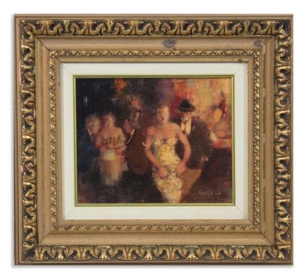 ROSELLI CARLO (n. 1939) INCONTRI AL CAFFE'. Olio s