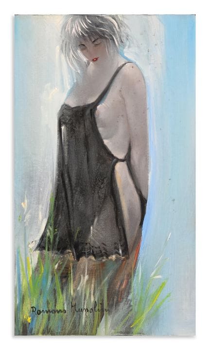 MUSSOLINI ROMANO (1927 - 2008) DONNA . Olio su tel