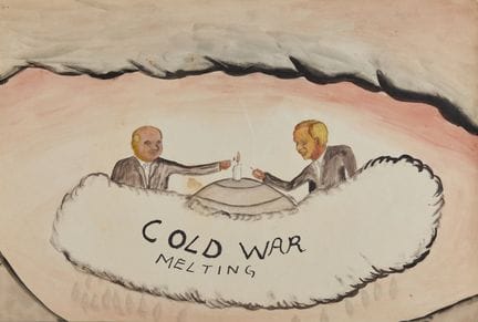 WANJAU PETER (n. 1968) COLD WAR MEETING. Acquerell