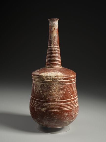 VASO FUNERARIO DE TERRACOTA. Siglos XIII-XIV. Terr