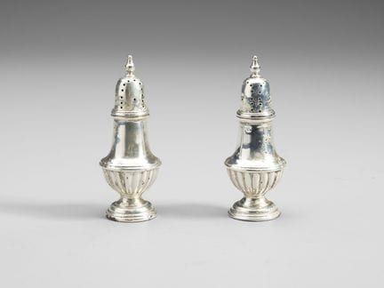 19th-20th CENTURY ENGLISH SILVERSMITH Pair of embo