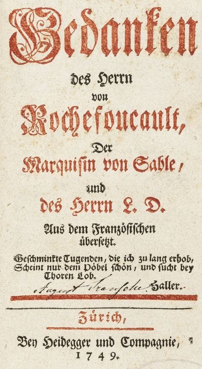 La Rochefoucault, F. de. Reflections by Monsieur d