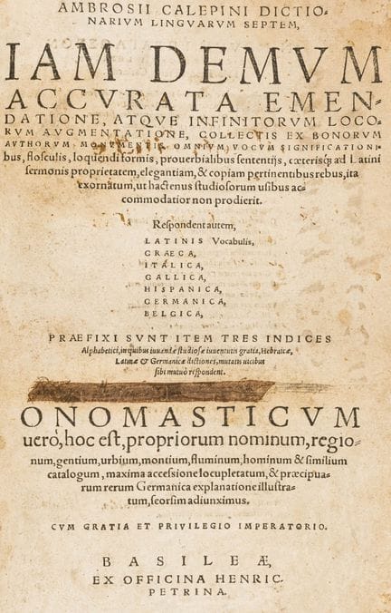 Calepino, Ambrogio. Dictionarium linguarum septem.
