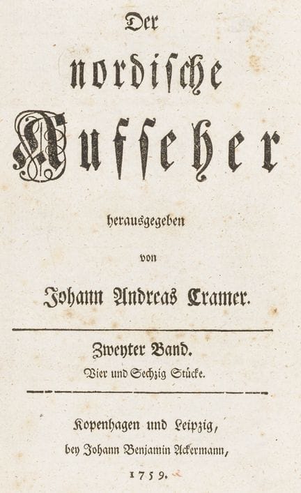 Cramer, Johann Andreas (ed.). *Der nordische Aufse