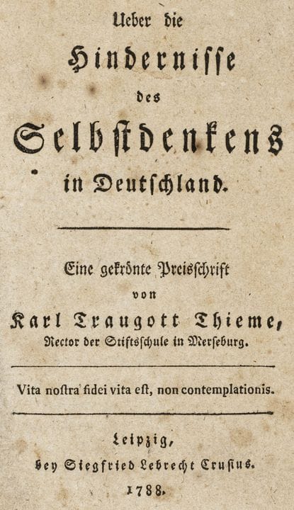 Philosophy - Thieme, Karl Traugott. On the Obstacl
