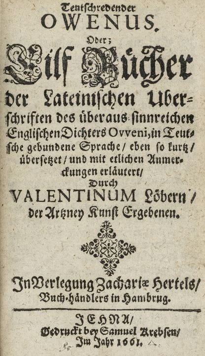Baroque Literature - Owen, John. *Teutschredender 