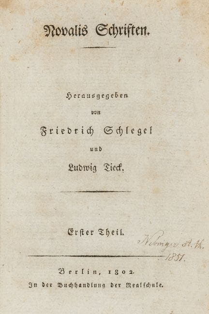 Novalis (that is: Fr. von Hardenberg). Writings. E