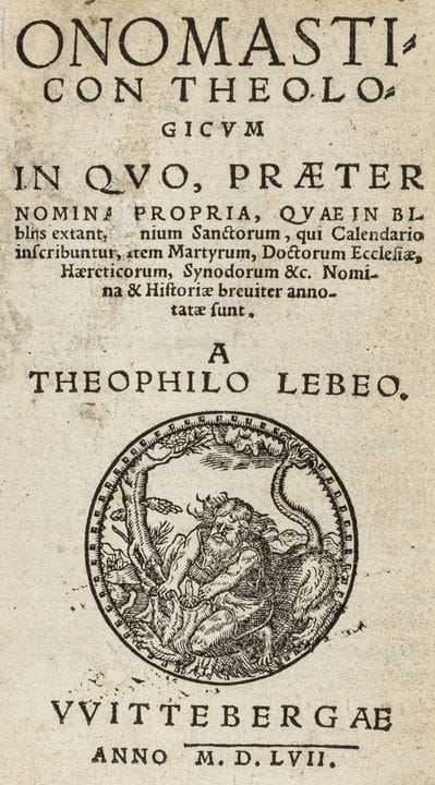 Chytraeus, David. *Onomasticon theologicum*, en el