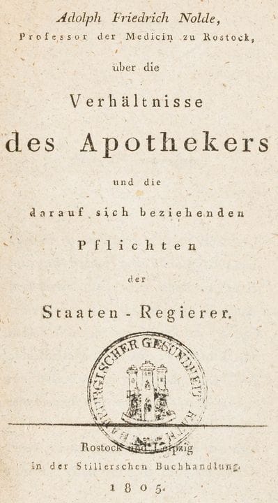 Medicine - Pharmacy - Nolde, Adolph Friedrich. On 