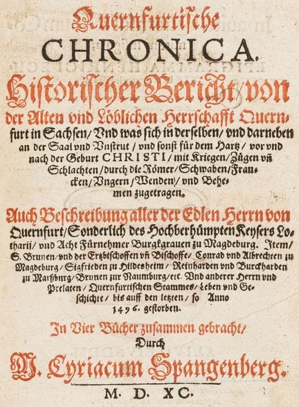 Alemania - Sajonia - Spangenberg, Cyriacus. Crónic
