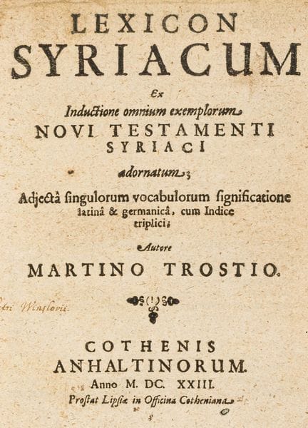 Linguistics - Trost, Martin. *Lexicon Syriacum*. C