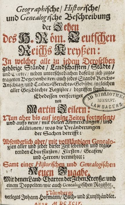 Germany - Zeiller, Martin. Geographical, Historica