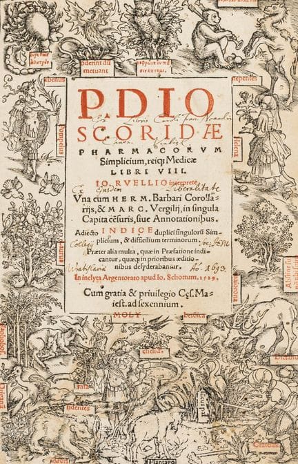 Dioscórides, Pedanio. *Pharmacorum simplicium, rei
