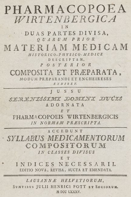 Medicina - Farmacia - Pharmacopoea Wirtenbergica, 