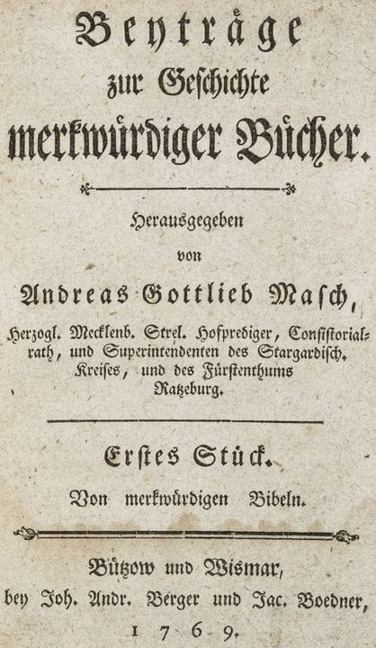 Bibliography - Masch, Andreas Gottlieb. Contributi