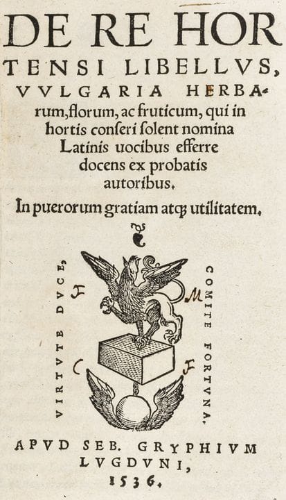 Estienne, Charles. De re hortensi libellus. Obra q